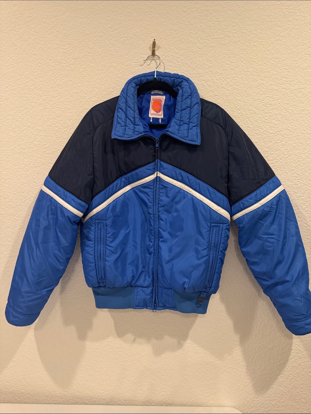 Vintage 70s/80s SKYR Colorblock Ski Puffer Jacket - Retro Chevron